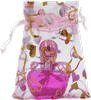 Мешочек из органзы Сердечки розовый с золотом 10*12,5   