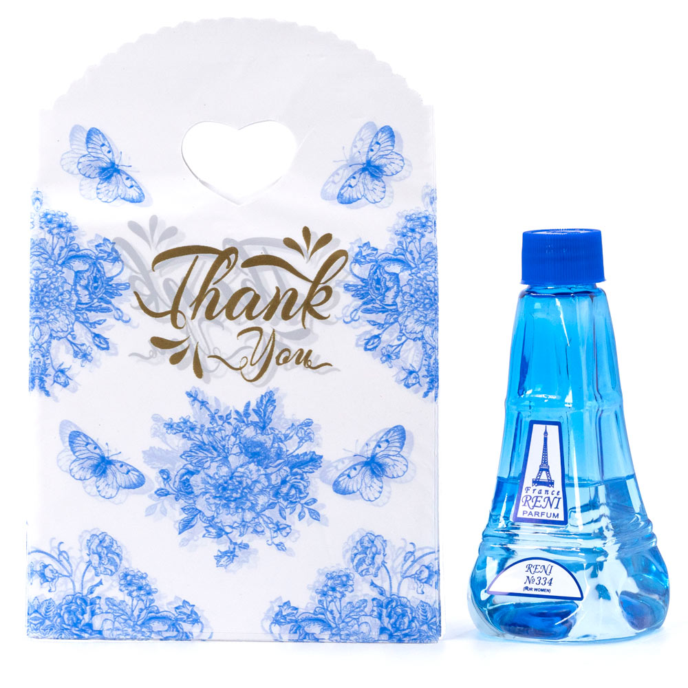 Пакет подарочный Голубые цветы 13*20   