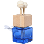Автофлакон на прищепке синий  7мл (крышка куб дерево)