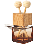 Автофлакон на прищепке кофе  7мл (крышка куб дерево)